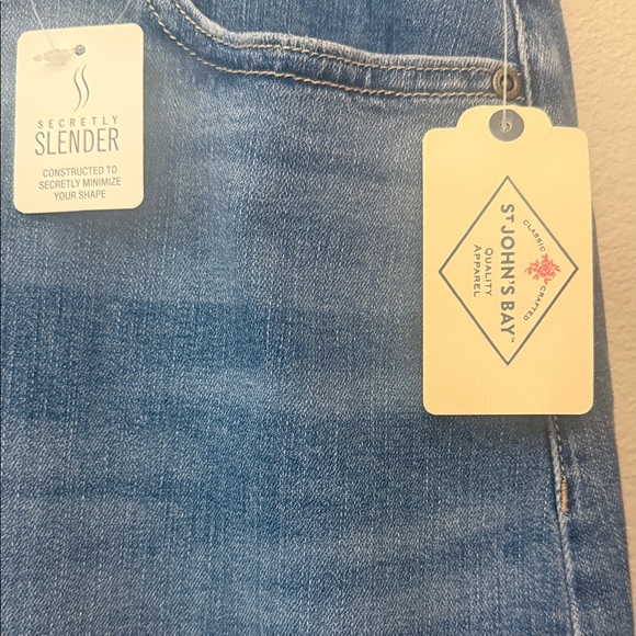 St. John's Bay Blue Denim Midi Skirt - Picture 2 of 6